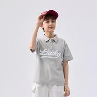 巴拉巴拉 凉感抑菌儿童T恤男童短袖夏装上衣半开襟设计校园风字母印花童装