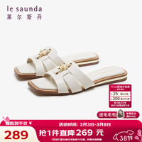 le saunda 女鞋 时尚方头饰扣低跟拖鞋 4M01401