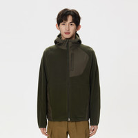 KOLON SPORT 抓绒夹克 男子户外露营秋冬保暖轻便宽松连帽梭织外套 LHFJ4WTK35-KK 卡其色 M 170/92A