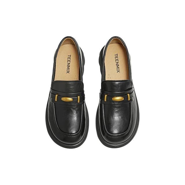 移动端、京东百亿补贴：天美意 英伦风 女士乐福鞋 黑色