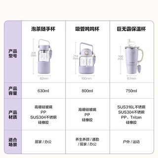  BUYDEEM/北鼎 高颜值 玻璃杯 紫藤花泡茶随手杯 630ml 买即送紫藤花挂件 精美礼盒装