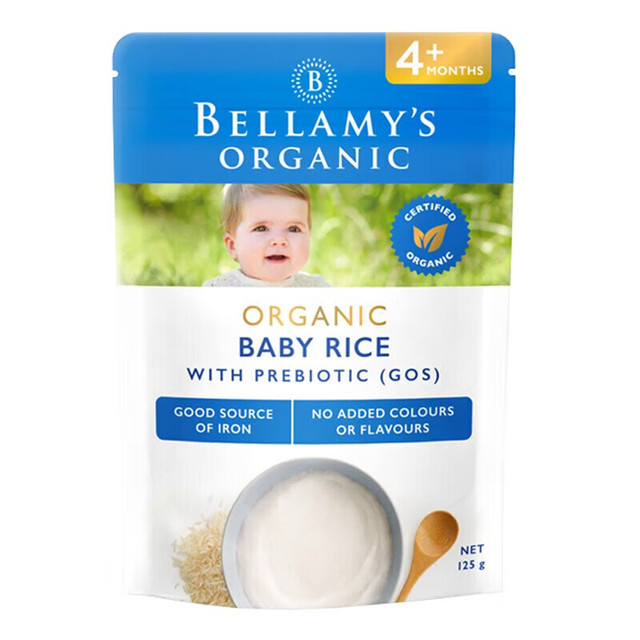 贝拉米 婴幼儿有机 辅食 米粉125g/袋装 澳洲进口高铁益生元宝宝辅食米糊