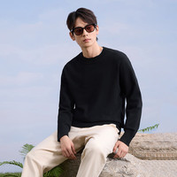 京东京造 针织衫男圆领男士秋季商务休闲保暖毛衣纯色男士打底衫 黑色 L 黑色