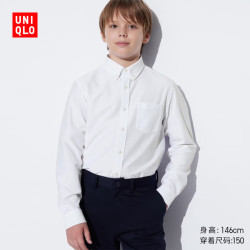 优衣库 童装男童女童精纺针织衬衫长袖衬衣礼服校服演出服474926 00 白色 110