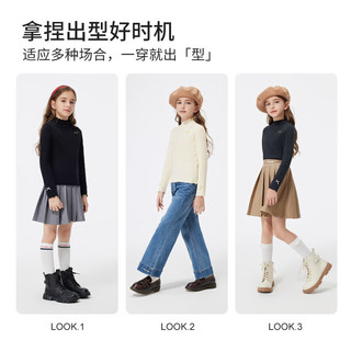  navigare/纳维凯尔 舒适柔软 女童长袖T恤 蝴蝶结打底衫麻灰 165