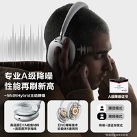  TONEMAC/唐麦 主动降噪 头戴式耳机 【星河银Lite】Hi-Res双金标认证+LDAC无损音质+52dB深度降噪