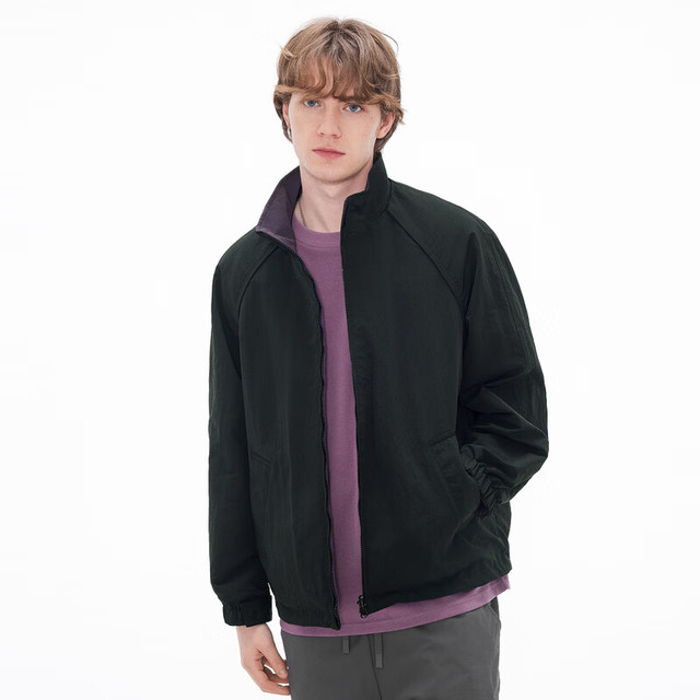 gxgjeans 26年春新品 美式双面穿工装风休闲宽松立领夹克 黑色