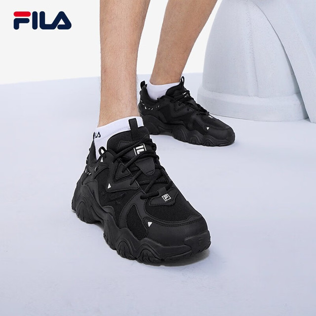 FILA 猫爪鞋 男鞋 复古老爹鞋 透气厚底鞋 猫爪6 黑-BK