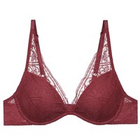 爱慕 NYC女性感空气蕾丝时尚红色含红品聚拢薄模杯文胸AN110191