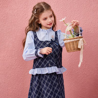  Disney/迪士尼 两件套 女童套装+长袖衬衫+格子裙 藏青色 110 【身高105-115cm,体重30-40斤】