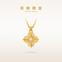 老铺黄金 古法手工足金项链 · 八宝随身金佛钻饰吊坠（金链款） 大势至金重约35.2g