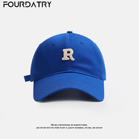 FOURDATRY 帽子女夏季简约休闲鸭舌帽R标百搭字母棒球帽男士防晒帽 280CHT宝蓝色贴布R字母棒球帽 均码