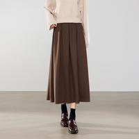 茵曼 女士半身裙 经典A字百褶中长款