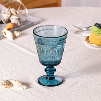 乐唯诗 海洋风 中古酒杯 加厚玻璃高脚杯 230ml 墨蓝