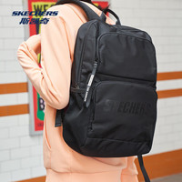 斯凯奇 男女同款196家族双肩包电脑包学生经典百搭简约高中书包旅行背包 碳黑/0018 20-30升