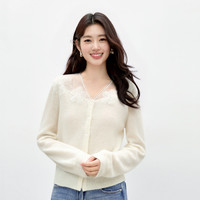  CHIU·SHUI/秋水伊人 立体花饰 女士针织衫 米白 M