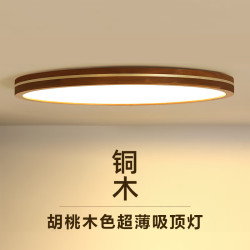 千帐灯 新中式吸顶灯实木主卧灯胡桃木全铜简约客厅书房走廊过道中山灯具 圆30CM白光