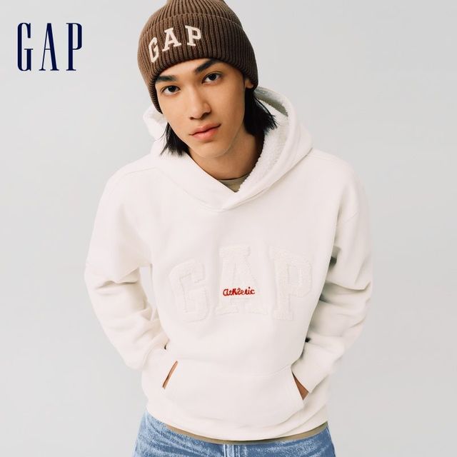 Gap 男女装秋冬款毛巾绣logo抓绒连帽卫衣