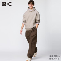 优衣库 合作款/男装女装廓形长裤/休闲裤裤子484875 34 驼色 M