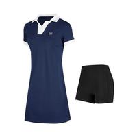 斯凯奇 女士针织POLO连衣裙刺绣连衣裙运动防走光春季