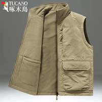 啄木鸟 男士加绒立领无袖马甲