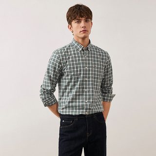  navigare/纳维凯尔 天丝 男士衬衫 常春藤绿白 3XL