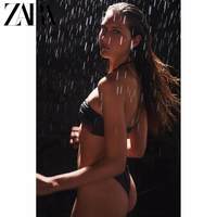 ZARA 2026春夏 绢网拼接裹胸式比基尼上衣 02856020800