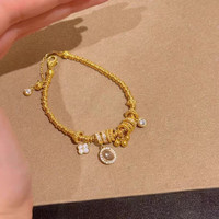 洛梵欣饰 富家千金新中式四叶草金色盘缠手链简约复古轻奢气质百搭手饰 花朵手链