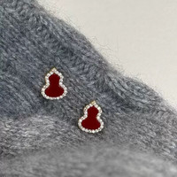 洛梵欣饰 红葫芦耳钉 S925银针