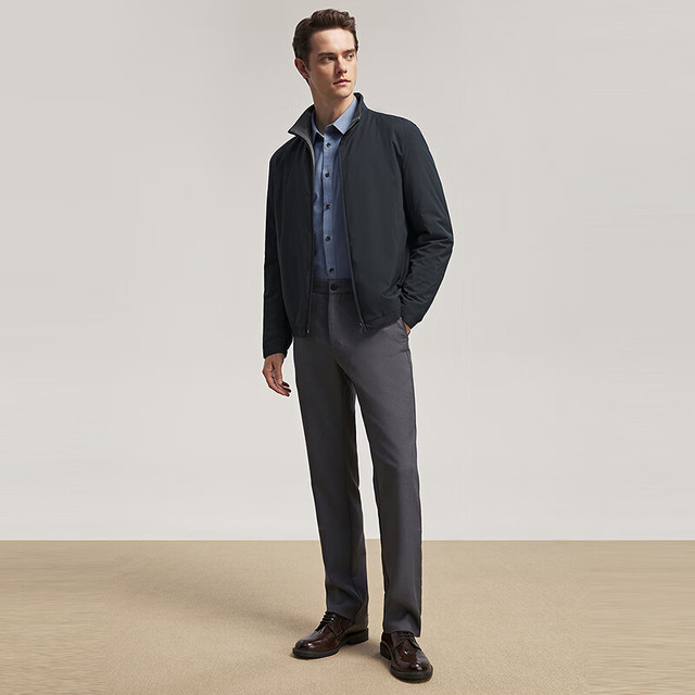 雅戈尔 男士立领轻薄 棉夹克  藏青