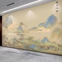 麦哟宝 PET高光碳晶板电视背景墙 1.2米实心板 新中式山水画