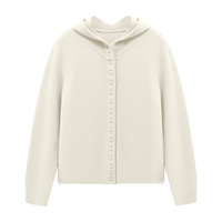 BASIC HOUSE/百家好 纯色连帽 女士针织开衫 白色 XL