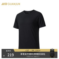 安踏 冠军全天候系列非凡T恤XT2抗菌除臭男士夏季短袖T恤152520141 基础黑-3 XL (男180)