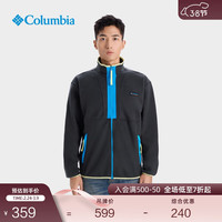 Columbia 户外25秋冬男ICON复古系列抓绒衣外套AE9839 013 黑色拼钛金蓝 L (180/100A)