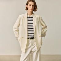 LILY 干爽醋酸优雅宽松双排扣西装外套