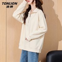 TONLION/唐狮 学院风 女士卫衣 杏#纯色 M