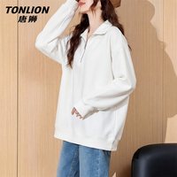 TONLION/唐狮 学院风 女士卫衣 白#纯色 M