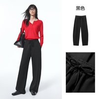 移动端：太平鸟 茧型弯刀针织休闲裤2025年秋冬宽松显瘦香蕉卫裤运动裤