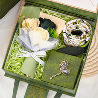 甜蜜点 永生花 丝巾胸针套装 生日礼物