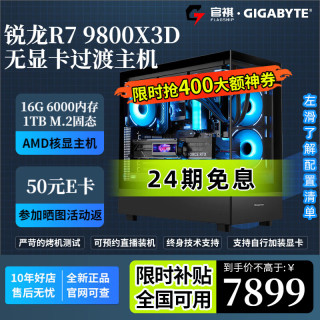 技嘉 9800X3D/16G 6000 C28/1T核显无卡电脑主机