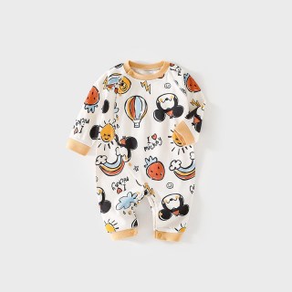 多嘻噜卡 两件装  婴幼儿纯棉连体衣休闲外出服2026新款宝宝衣服洋气哈衣爬