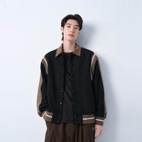 太平鸟 男装秋款撞色翻领针织拼接潮流外套男式夹克