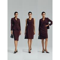 TieForHer TIE FOR HER 安可拉红法式复古小立领收腰精致气质感小外套连衣裙裤装半裙组合