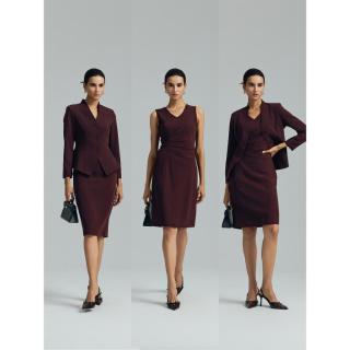 TieForHer TIE FOR HER 安可拉红法式复古小立领收腰精致气质感小外套连衣裙裤装半裙组合