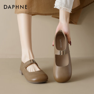 达芙妮 玛丽珍女鞋 春季百搭 厚底小皮鞋 配裙子法式单鞋