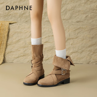 达芙妮 超值热销！西部牛仔靴 百搭厚底两穿短靴 废土风骑士靴