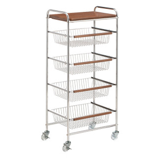 霜山 小推车厨房多功能置物架 单边4抽款-长39*宽28*高87cm