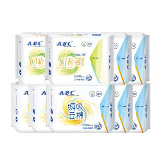 ABC 瞬吸云棉卫生巾 日用组合 72片