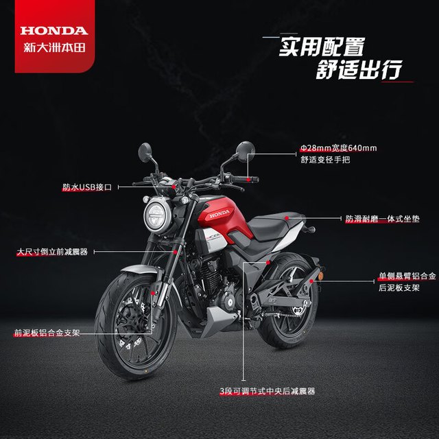 PLUS会员：新大洲本田 CB190TR经典跨骑复古电喷摩托车旅行 宇宙黑 全款