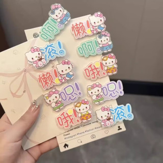 搞怪糖果色文字猫咪发夹日系甜美百搭少女风侧边鸭嘴夹发卡发饰 猫咪文字